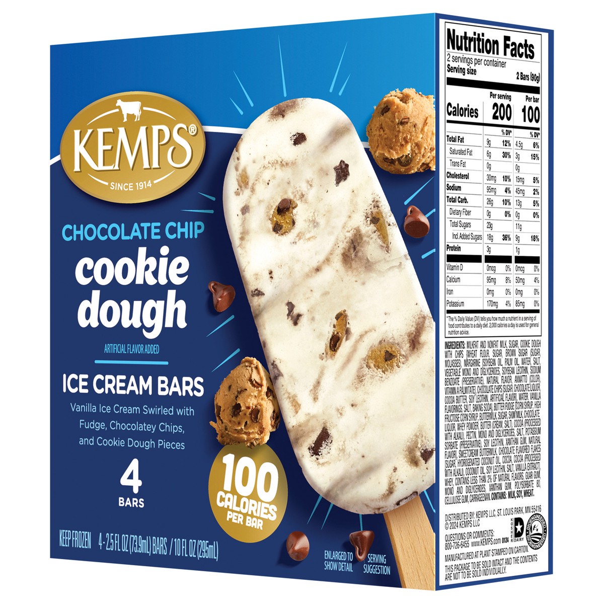 slide 14 of 14, Kemps Chocolate Chip Cookie Dough Ice Cream Bars, 