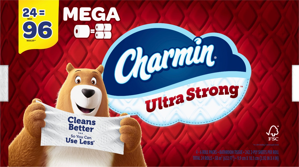 slide 5 of 5, Charmin Ultra Strong Mega Roll Toilet Paper Tissue, 24 ct