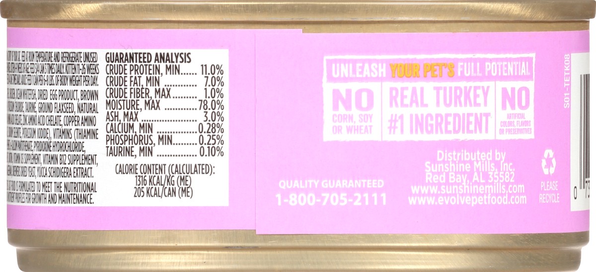 slide 5 of 9, Evolve Classic Kitten Turkey Recipe Cat Food 5.5 oz, 5.5 oz