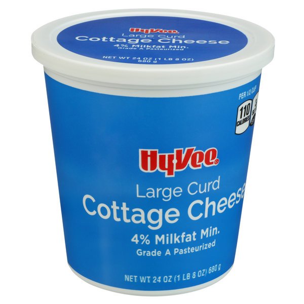 slide 1 of 1, Hy-vee 4% Large Curd Cottage Cheese - 24 oz, 24 oz