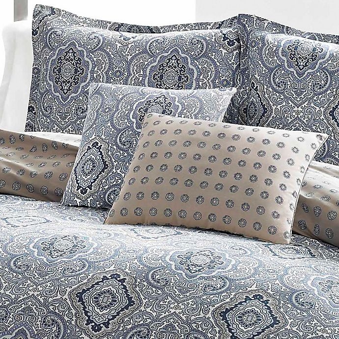 slide 2 of 3, City Scene Milan Reversible King Duvet Cover Set - Blue, 3 ct