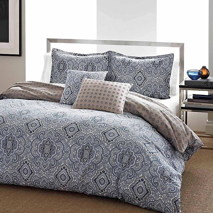 slide 1 of 3, City Scene Milan Reversible King Duvet Cover Set - Blue, 3 ct