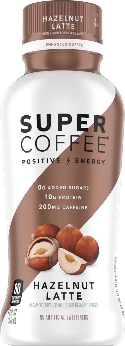 slide 1 of 6, Super Coffee Positive Energy Enhanced Hazelnut Latte Coffee - 12 oz, 12 oz