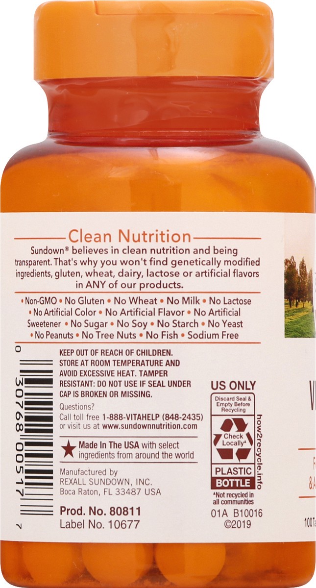 slide 7 of 9, Sundown Clean Nutrition 500 mg Tablets Vitamin C 100 ea, 100 ct