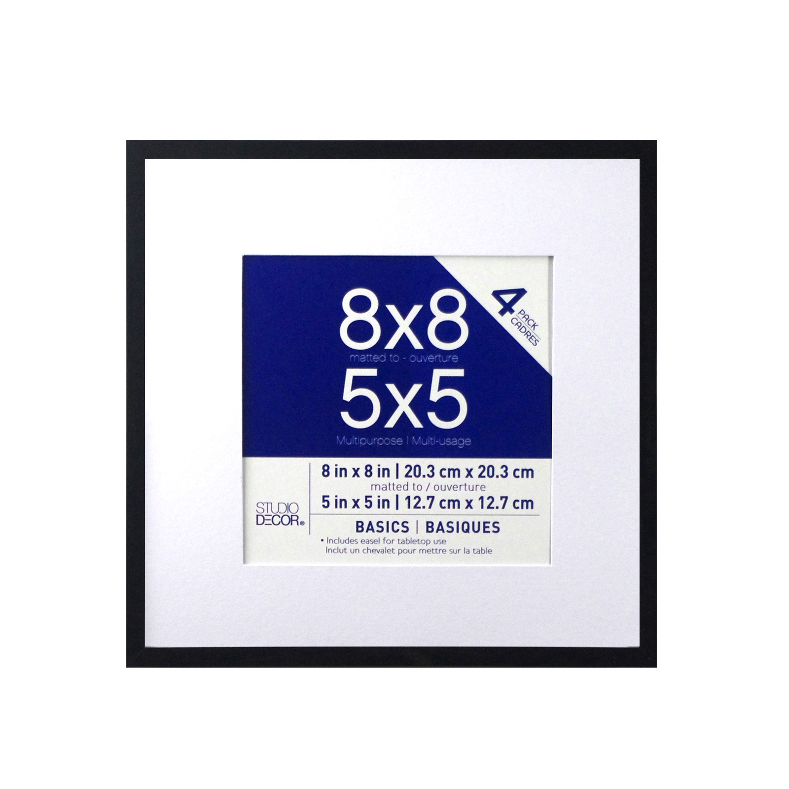 slide 3 of 4, 4 Pack Basics 5" X 5" Multipurpose Wall Frames By Studio Decor, 5 in x 5 in