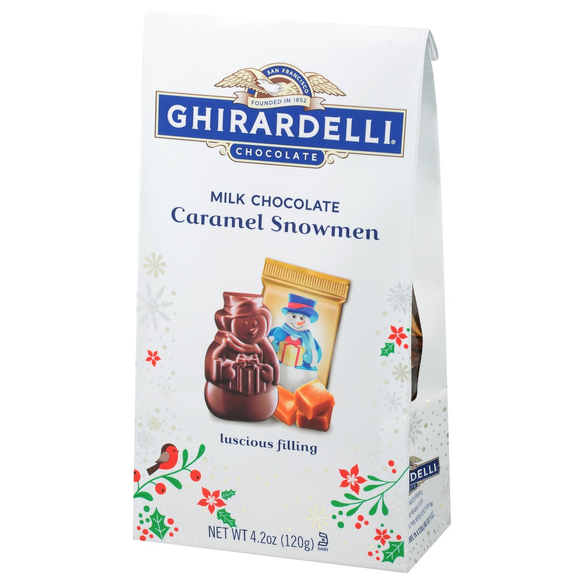 slide 6 of 12, Ghirardelli Milk Chocolate Caramel Snowmen, 4.2 oz