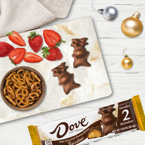 slide 25 of 29, DOVE Milk Chocolate Peanut Butter Reindeer Christmas Candy Bars, 2 Ct, 2.2 Oz Pack, 2.2 oz