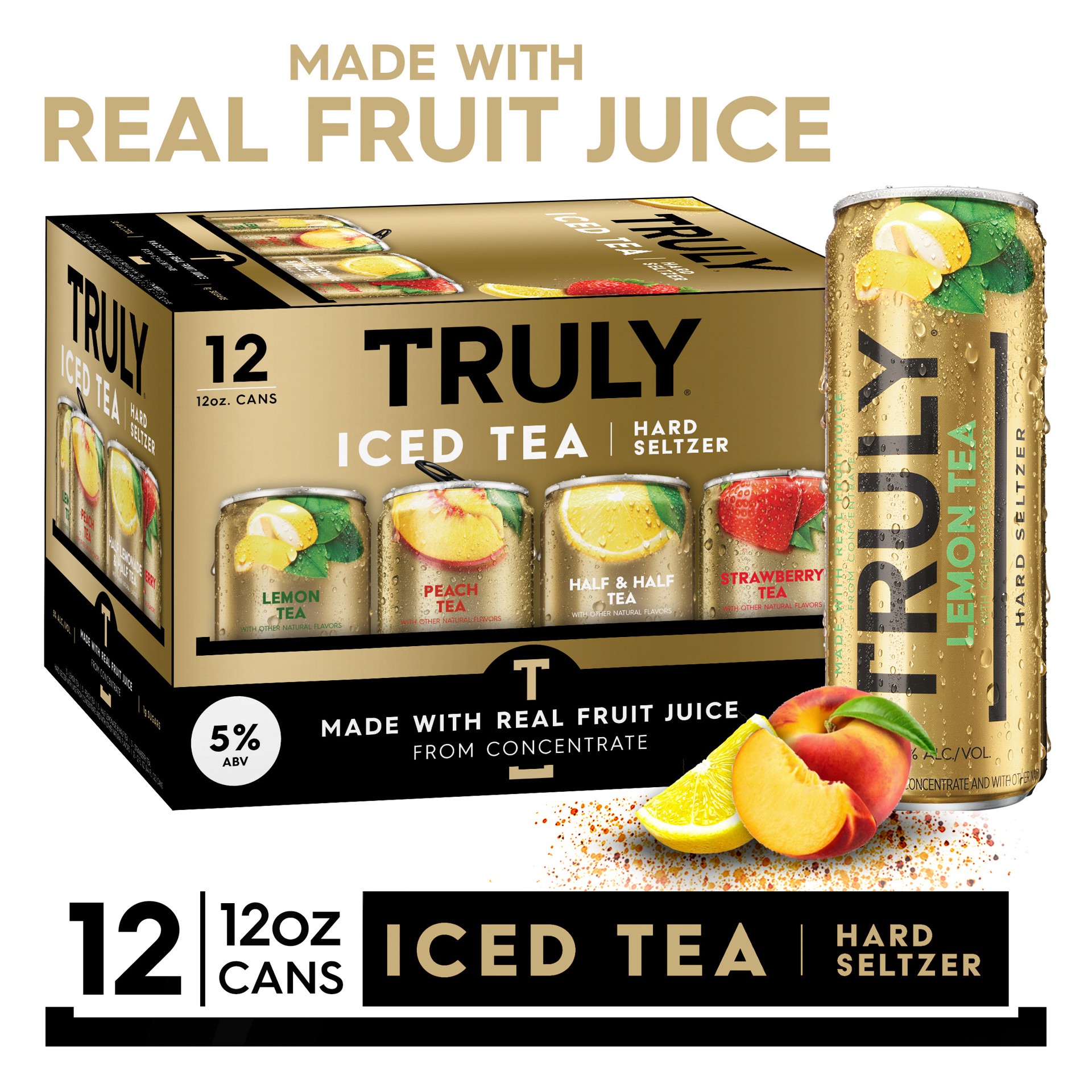 slide 1 of 10, TRULY Hard Seltzer Iced Tea Variety Pack, Spiked & Sparkling Water (12 fl. oz. Can, 12pk.), 12 ct; 12 oz