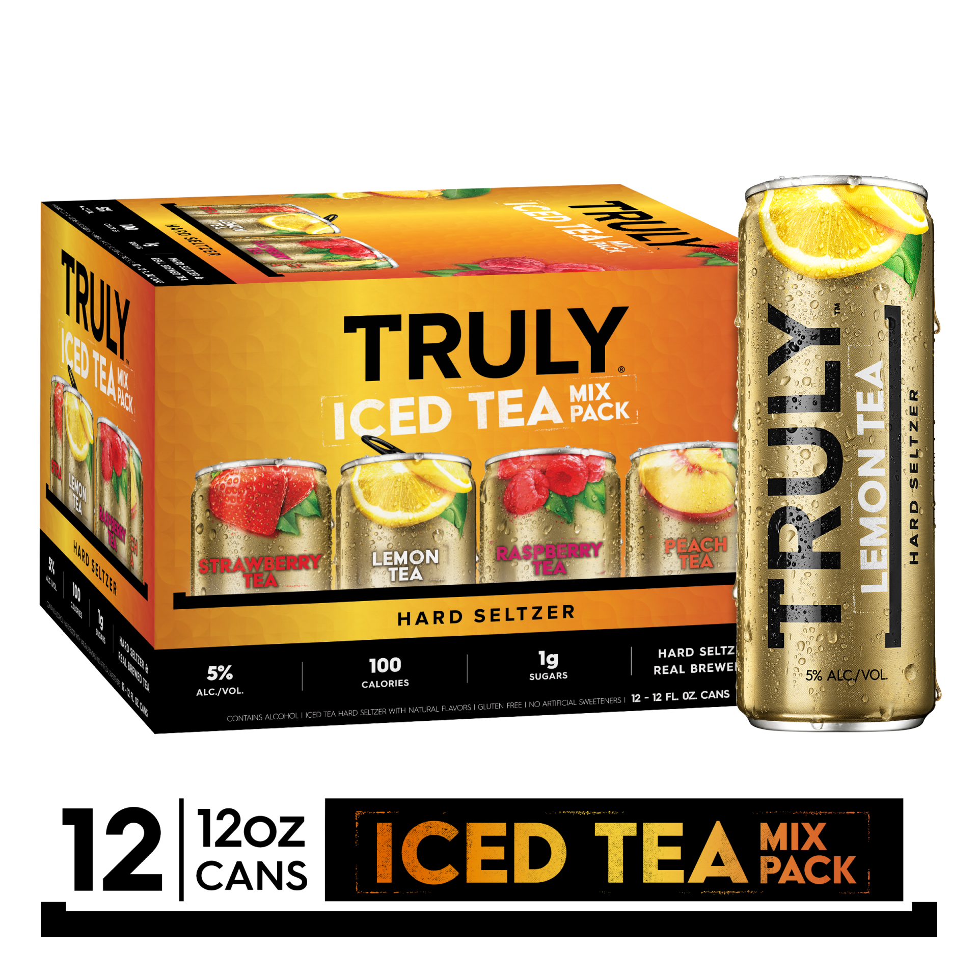 slide 1 of 6, TRULY Hard Seltzer Iced Tea Variety Pack, Spiked & Sparkling Water, 12 ct; 12 oz