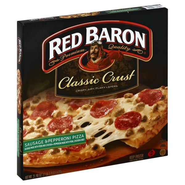 slide 1 of 1, Red Baron Sausage and Pepperoni Classic Crust Pizza, 21.9 oz