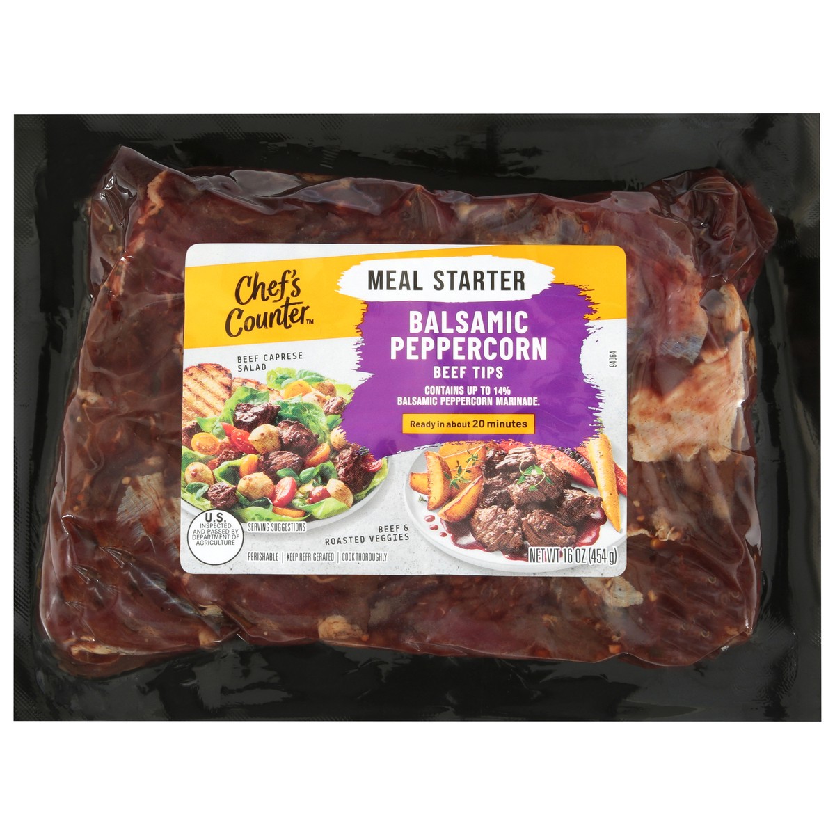 slide 2 of 4, Chefs Counter Beef Tips Balsamic Peppercorn 16 Oz - 16 OZ, 16 oz