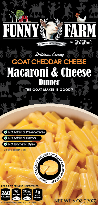 slide 1 of 1, Funny Farm Goat Cheddar Cheese Macaroni & Cheese Dinner, 6 oz