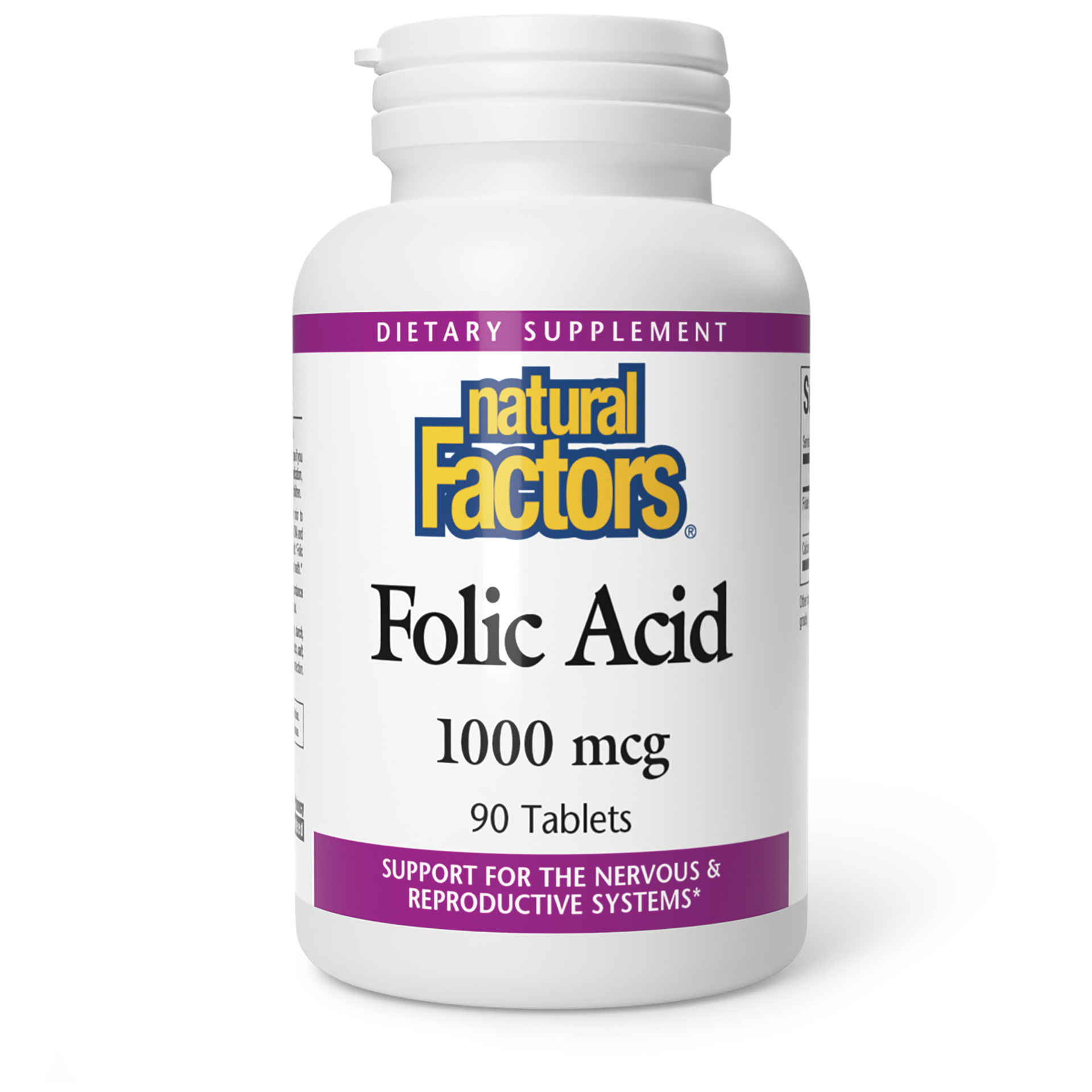 slide 1 of 2, Natural Factors Folic Acid 1000 Mcg Dietary Supplement, 90 ct