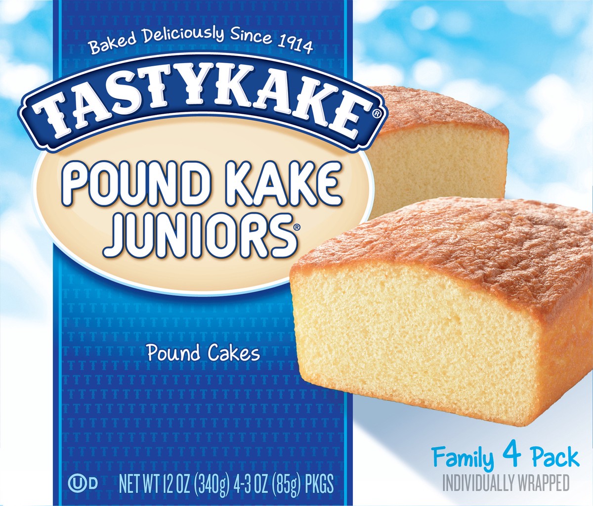 slide 7 of 9, Tastykake Pound Kake Juniors, Pound Cake Snack Cakes, 4 Count, 12 oz, 4 ct