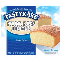 Tastykake Pound Kake Juniors, Pound Cake Snack Cakes- 4 ct