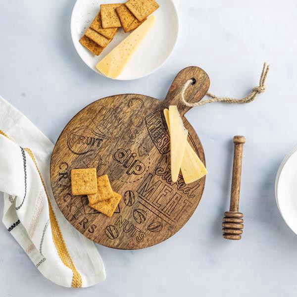 slide 1 of 1, Mud Pie Round Mini Charcuterie Board And Honey Dipper, 2 Piece Set, 1 ct