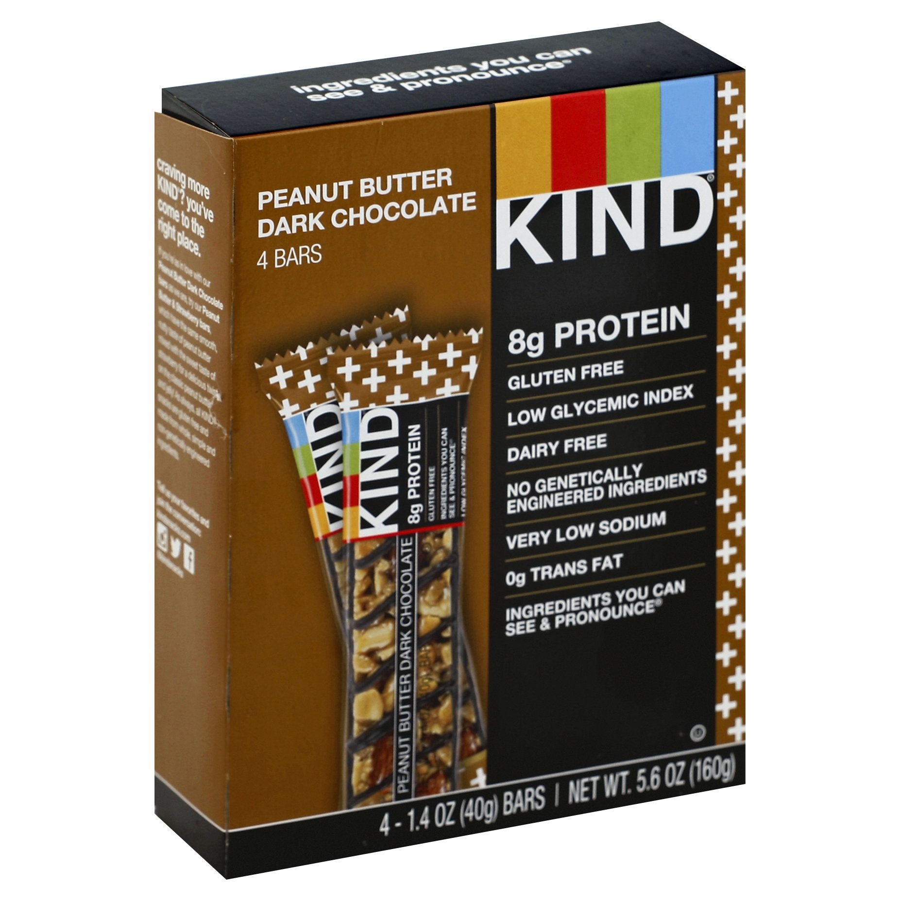 slide 1 of 6, KIND Peanut Butter Dark Chocolate Protein Nutrition Bars, 4 ct; 1.4 oz