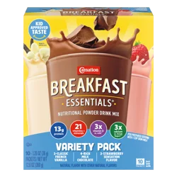 Carnation Breakfast Essentials Variety Pack Complete Nutritional Drink - 10 ct; 1.26 oz