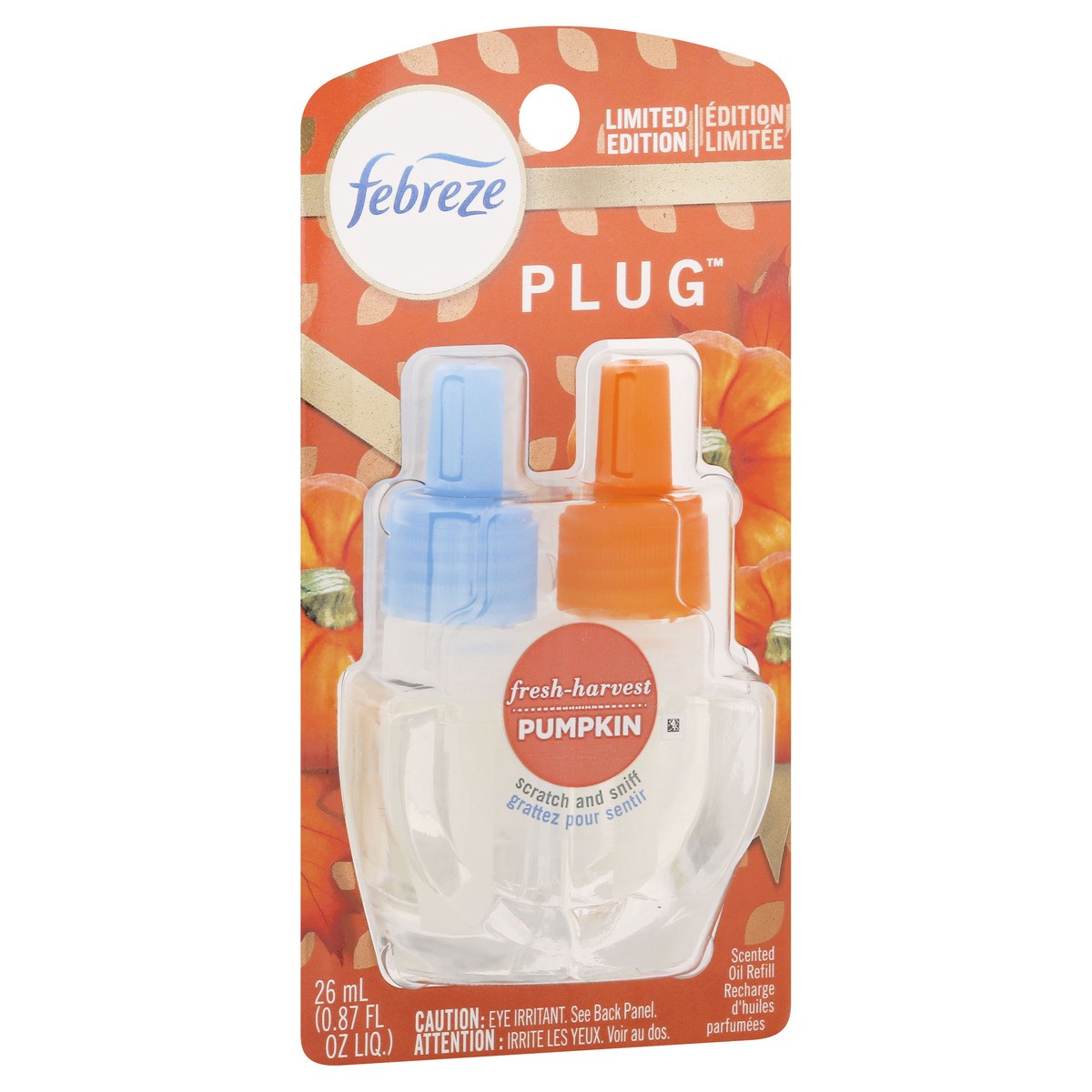 slide 2 of 9, Febreze Plug Fresh-Harvest Pumpkin Scented Oil Refill 2 ea, 0.87 fl oz