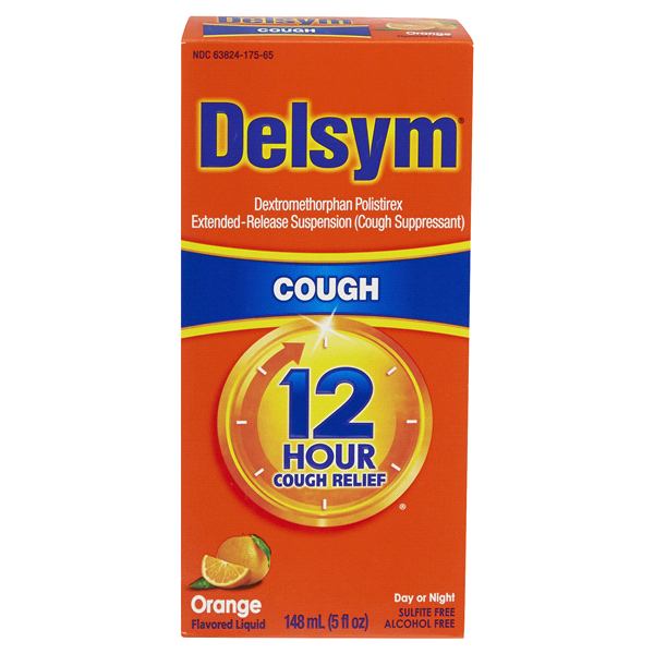 slide 1 of 1, Delsym Adult Liquid 12 Hour Cough Suppressant Orange Flavorwith Dosage Cup, 5 oz