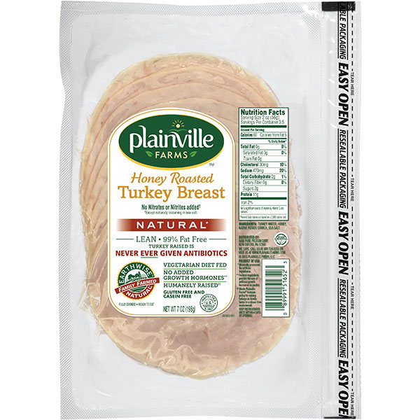 slide 1 of 1, Plainville Farms Honey Roasted Turkey Breast, Pre-Sliced, 7 oz