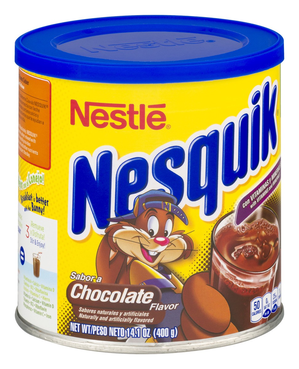 slide 2 of 8, NESQUIK Chocolate Flavored Powder 14.1 oz Canister, 14.1 oz