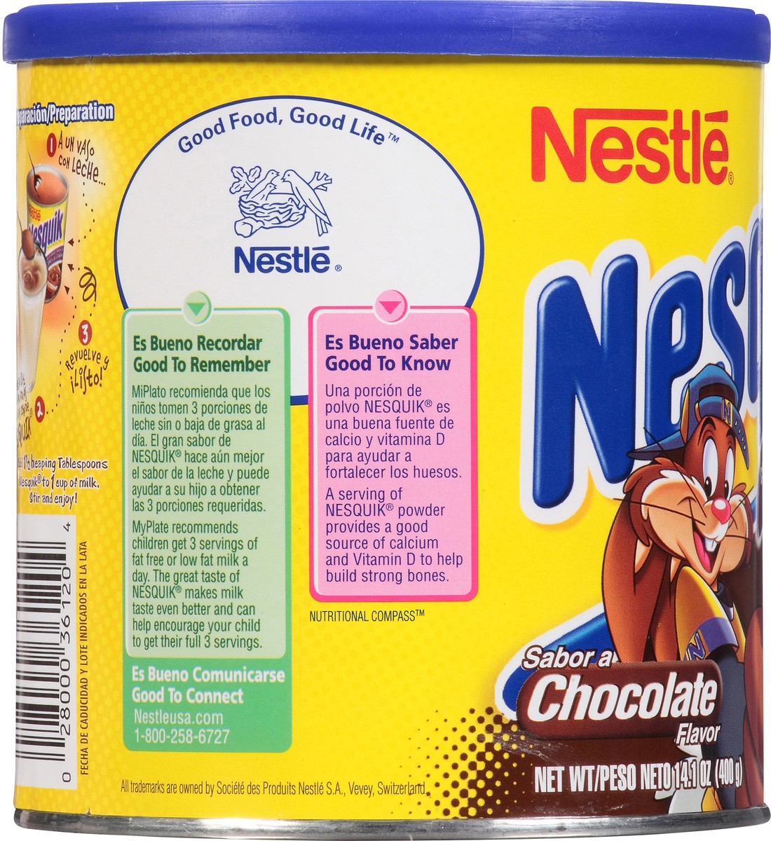 slide 6 of 8, NESQUIK Chocolate Flavored Powder 14.1 oz Canister, 14.1 oz
