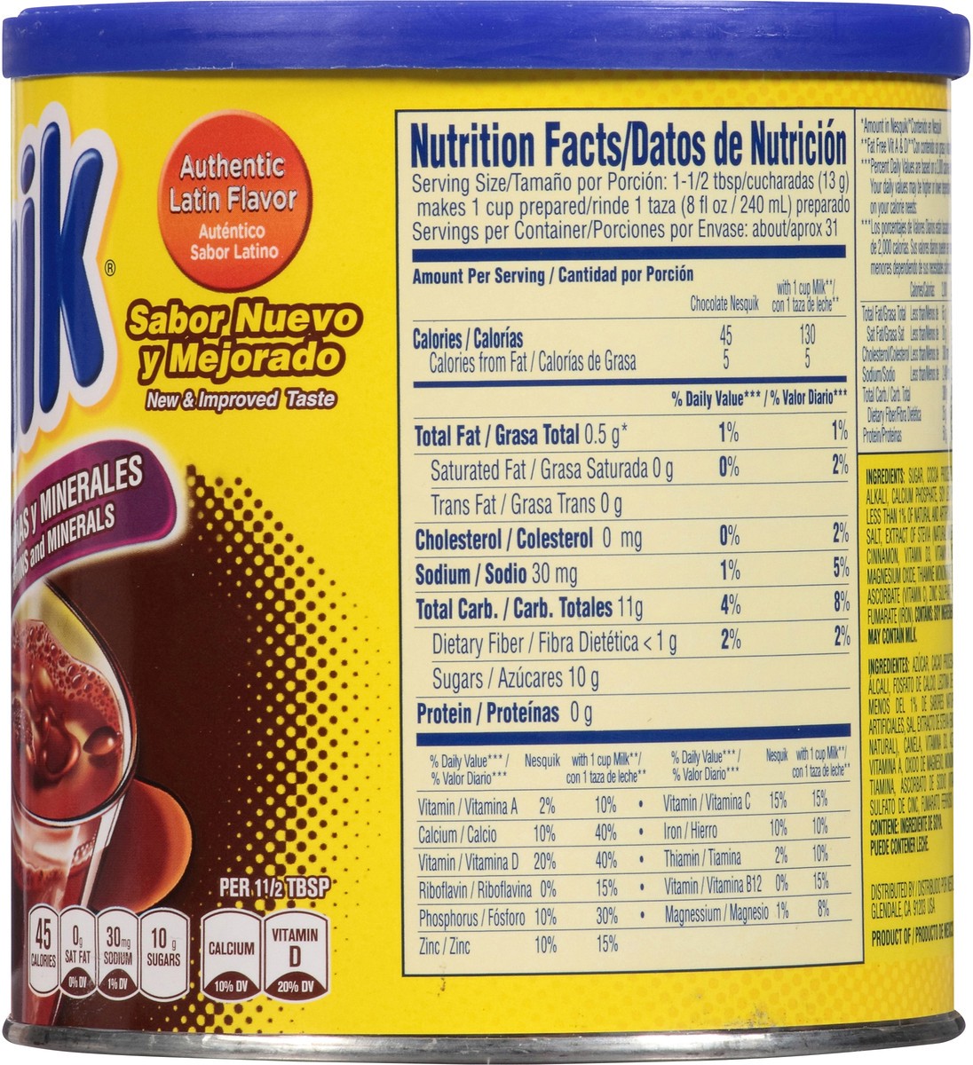 slide 7 of 8, NESQUIK Chocolate Flavored Powder 14.1 oz Canister, 14.1 oz