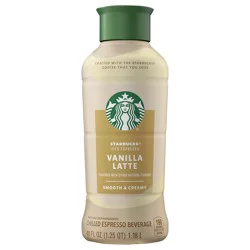 Starbucks Vanilla Latte Iced Espresso Bottled Coffee Drink, 40 Fl Oz
