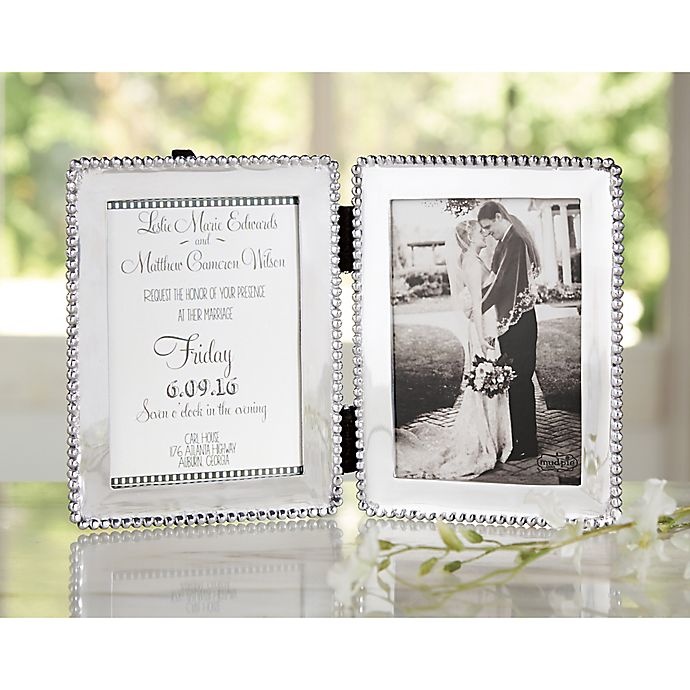 slide 2 of 2, Mud Pie Beaded Announcement Double Picture Frame, 5 in x 7 in