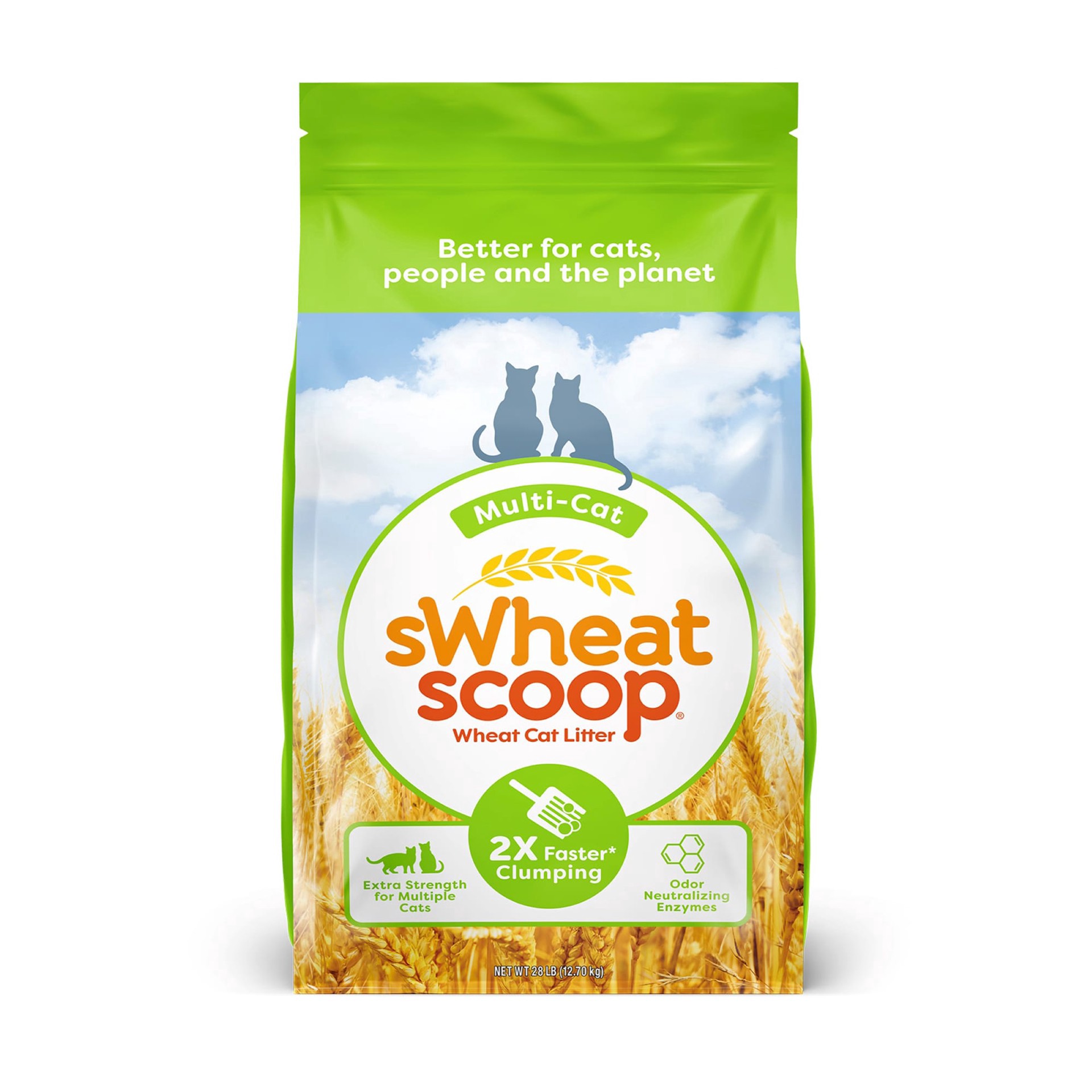 slide 1 of 1, sWheat Scoop Multi-Cat Unscented Natural Clumping Wheat Cat Litter, 28 lbs., 28 lb