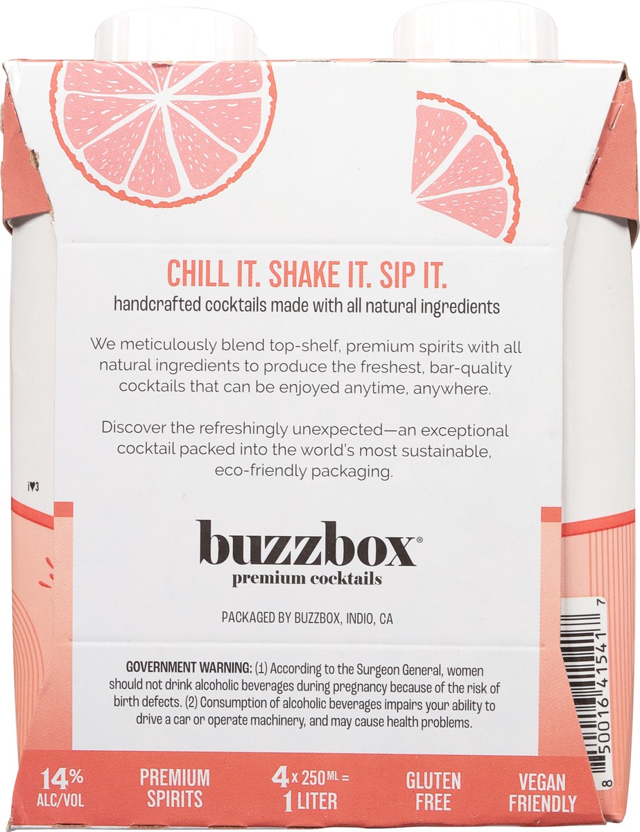 slide 7 of 11, Buzzbox Premium Tequila Paloma Cocktails Carton 4 - 250 ml Cartons, 4 ct; 250 ml