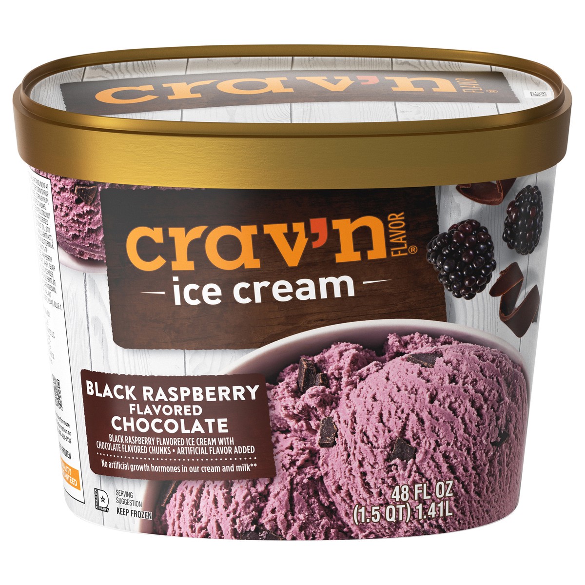 slide 3 of 4, Crav'n Flavor Black Raspberry Flavored Chocolate Ice Cream 48 fl oz, 48 fl oz