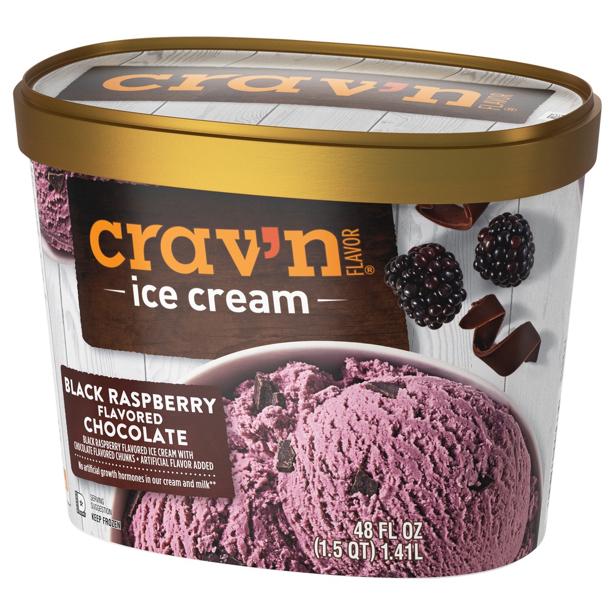 slide 4 of 4, Crav'n Flavor Black Raspberry Flavored Chocolate Ice Cream 48 fl oz, 48 fl oz
