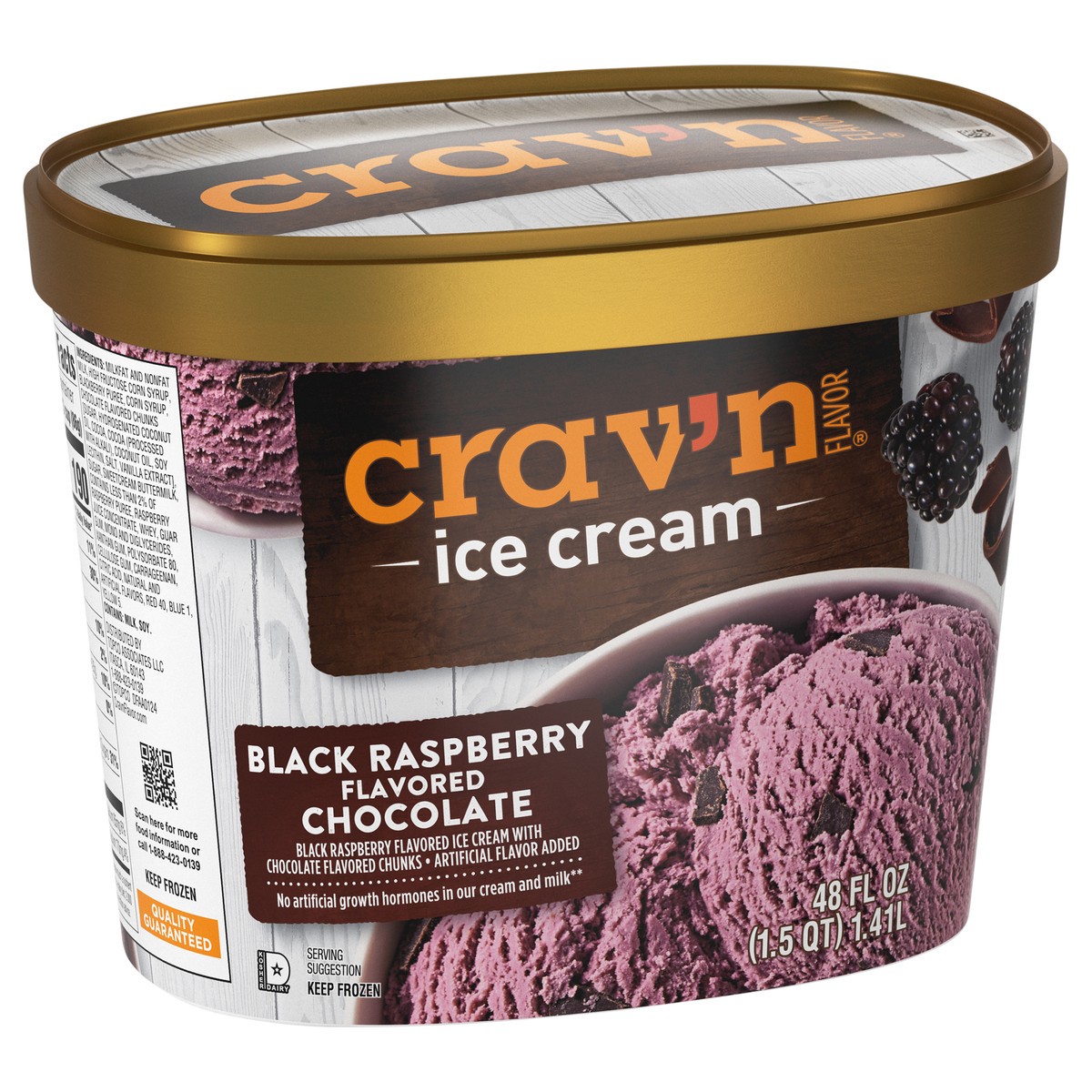 slide 2 of 4, Crav'n Flavor Black Raspberry Flavored Chocolate Ice Cream 48 fl oz, 48 fl oz