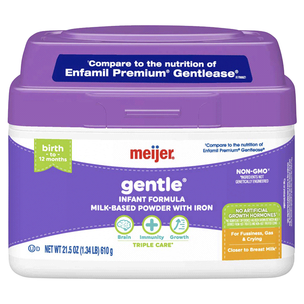 slide 1 of 1, Meijer Baby Gentle Powdered Formula, Non-Gmo, 21.5 oz