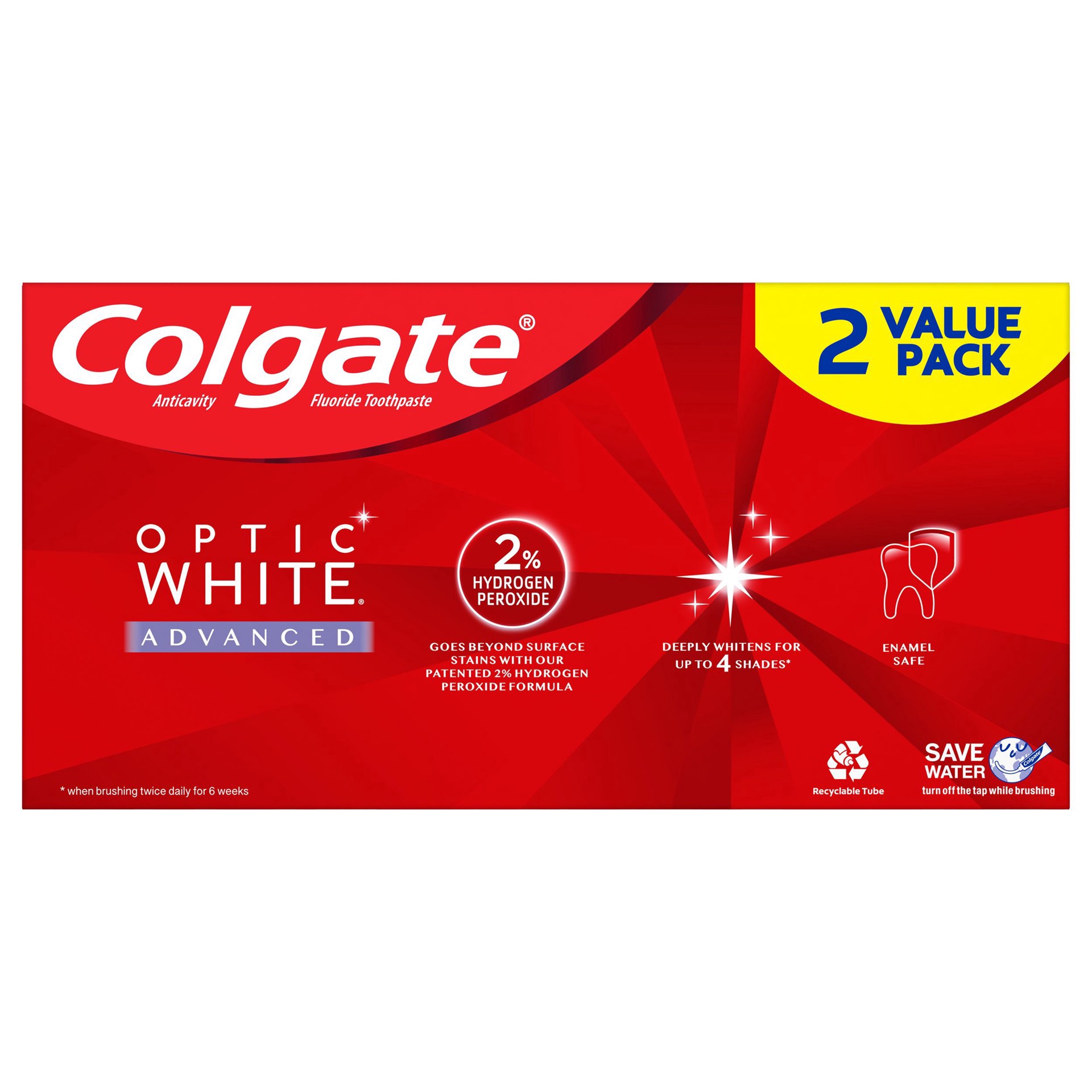 slide 2 of 5, Colgate Optic White Advanced Teeth Whitening Toothpaste, Icy Fresh, 4.5 Oz, 2 Pack, 2 ct