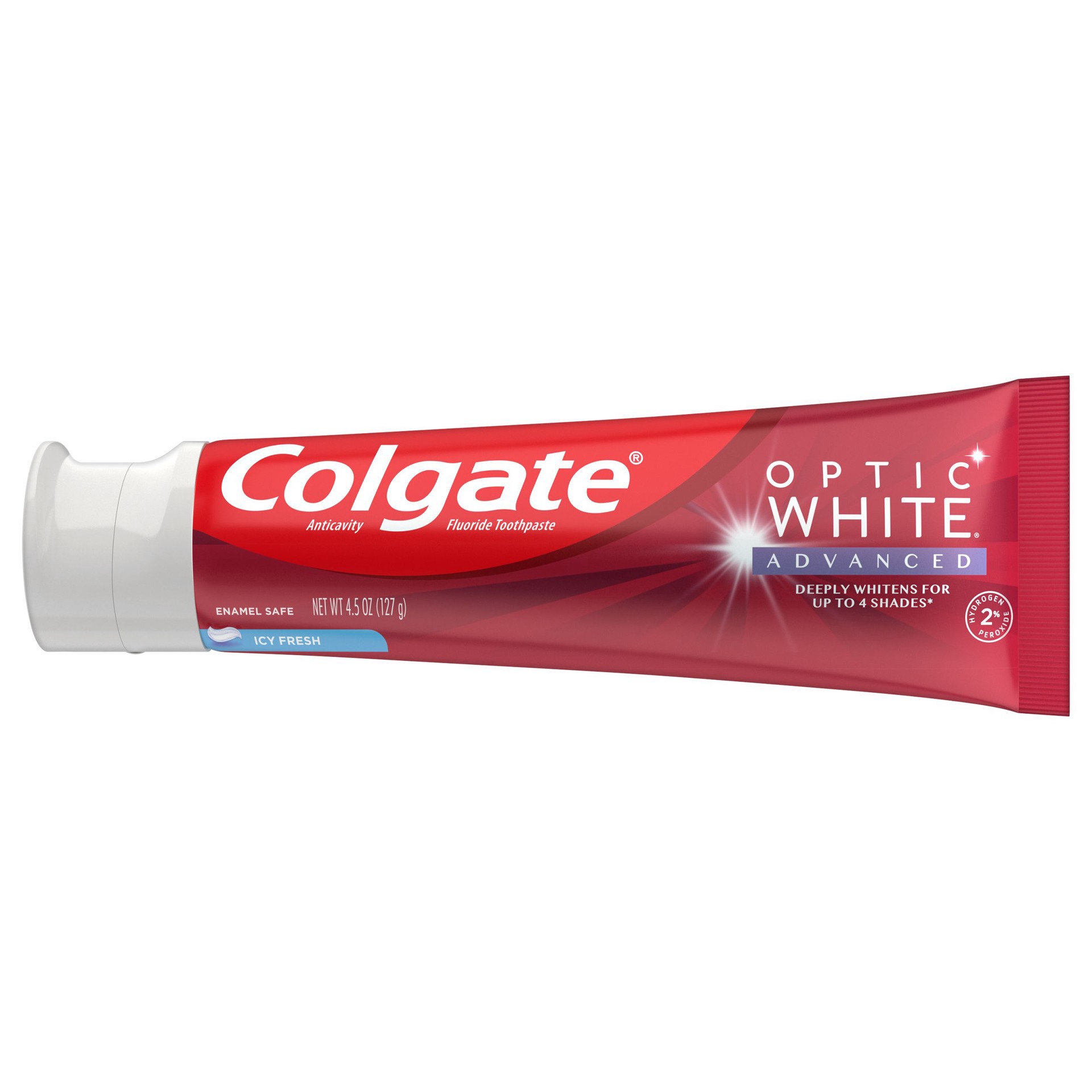 slide 5 of 5, Colgate Optic White Advanced Teeth Whitening Toothpaste, Icy Fresh, 4.5 Oz, 2 Pack, 2 ct