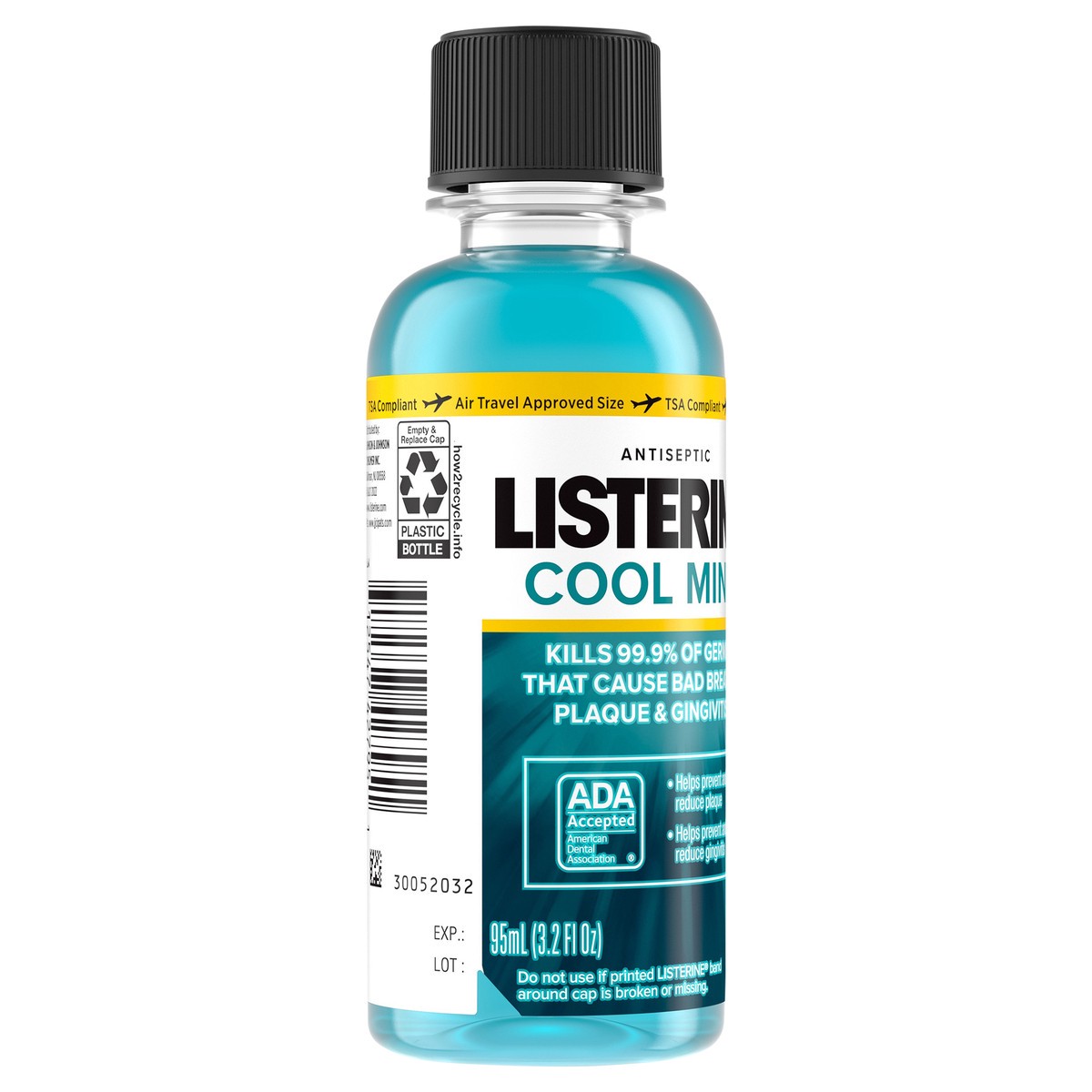 slide 4 of 7, Listerine Cool Mint Antiseptic Mouthwash, Daily Oral Rinse Kills 99% of Germs that Cause Bad Breath, Plaque and Gingivitis for a Fresher, Cleaner Mouth, Cool Mint, Travel Size, 3.2 oz, 3.20 fl oz