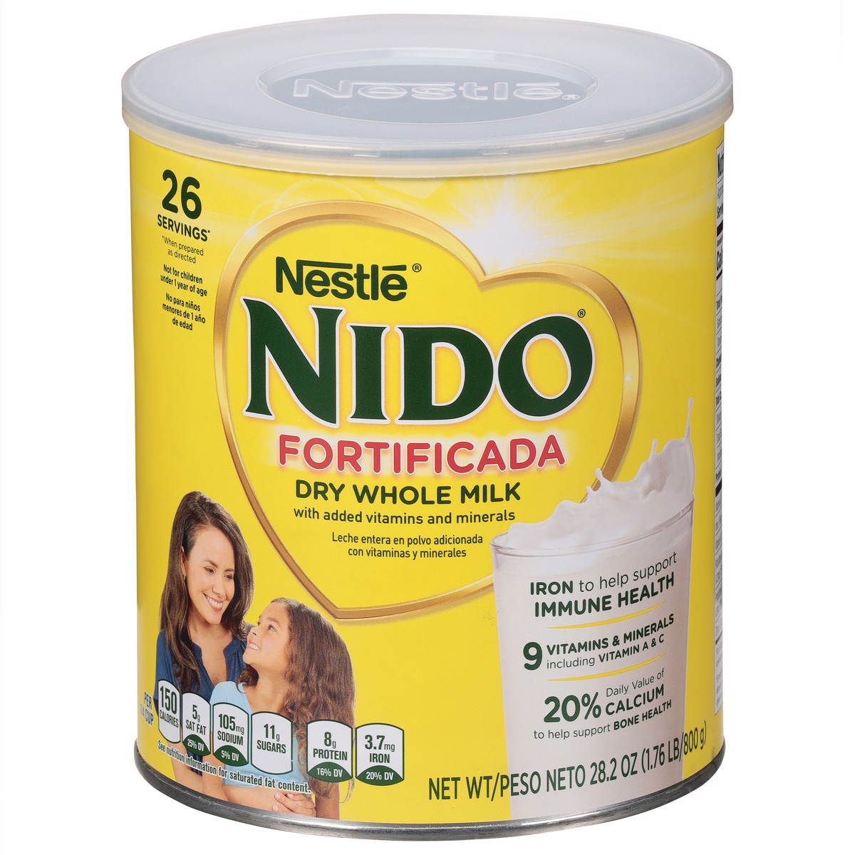 slide 1 of 1, NIDO Fortificada Powdered Drink Mix - Dry Whole Milk Powder with Vitamins and Minerals Canister, 1.76 lb