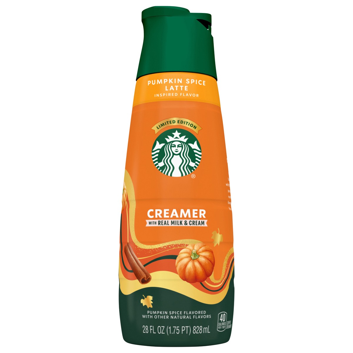 slide 1 of 7, Starbucks Pumpkin Spice Flavored Coffee Creamer, Inspired by Pumpkin Spice Latte, Dairy Coffee Creamer, 28 fl oz, 28 fl oz