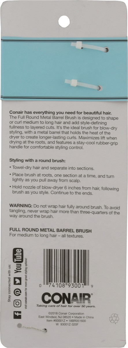 slide 6 of 10, Conair Style & Volumize Blow-Dry Styling Brush Round Metal Barrel, 1 ct