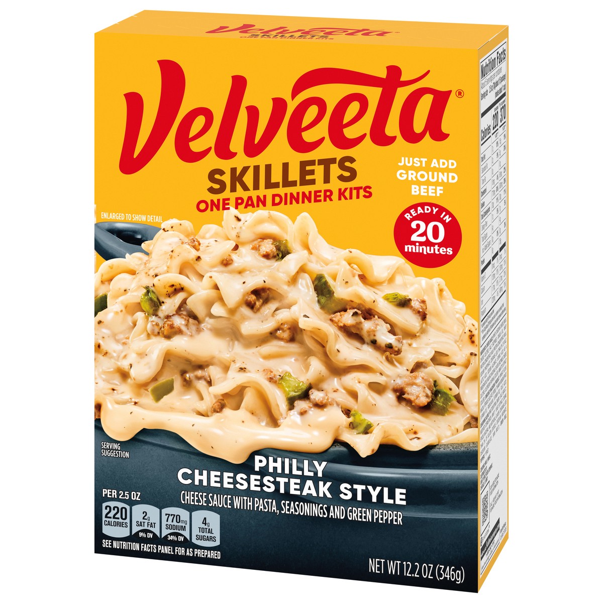 slide 3 of 11, Velveeta Skillets Philly Cheesesteak Style One Pan Dinner Kit, 12.2 oz Box, 12.2 oz