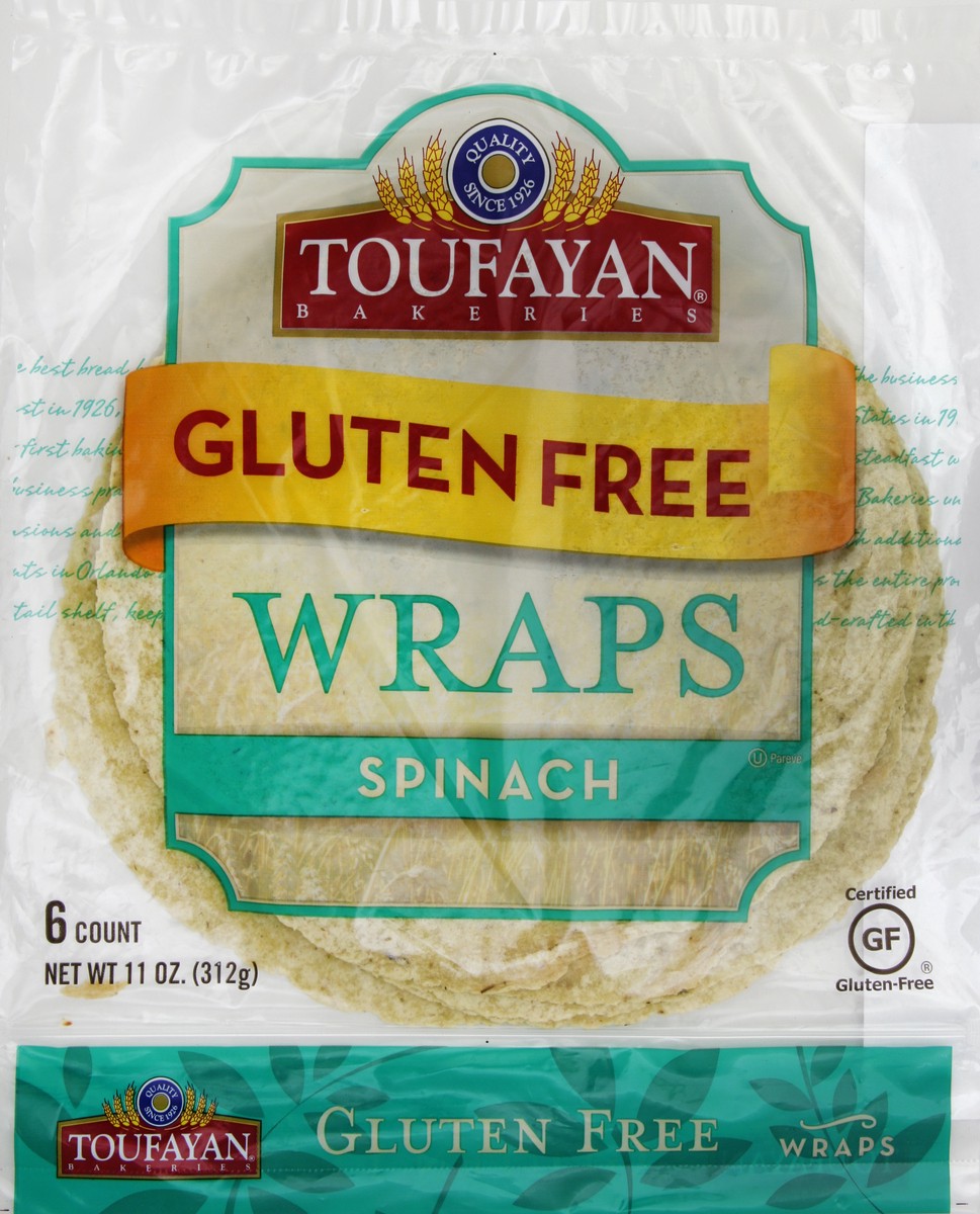 slide 1 of 1, Toufayan Wrap Gluten Free Spinach 11 Oz, 11 oz