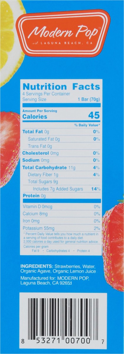 slide 12 of 14, Modern Pop Strawberry Lemonade Frozen Fruit Bars 4 - 2.50 fl oz Bars, 4 ct