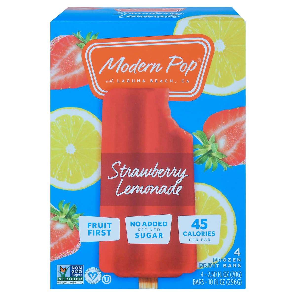 slide 1 of 14, Modern Pop Strawberry Lemonade Frozen Fruit Bars 4 - 2.50 fl oz Bars, 4 ct