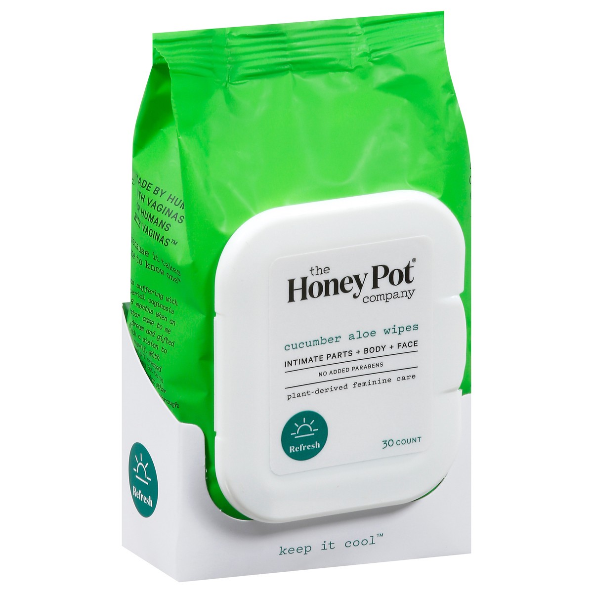 slide 9 of 9, The Honey Pot Company Cucumber Aloe Wipes 30 ea, 30 ct