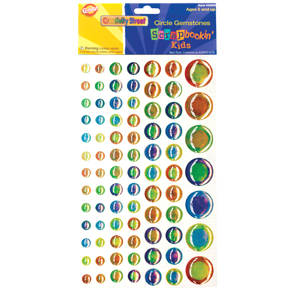 slide 1 of 1, Creativity Street Peel and Stick Gemstone Stickers, Circles, Assorted Sizes, 81 ct