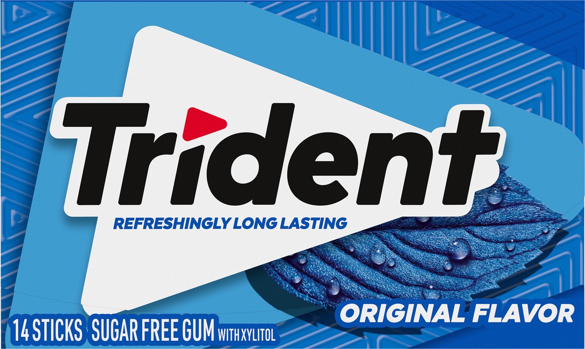 slide 3 of 9, Trident Original Sugar Free Gum, 14 Pieces, 0.94 oz