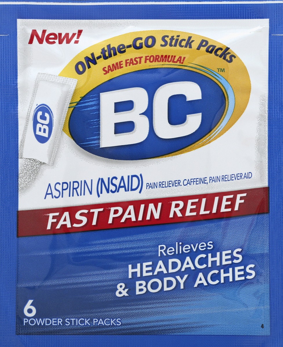 slide 6 of 7, BC Powder Original Strength Pain Reliever, Aspirin Dissolve Packs, 6 Count, 6 PK